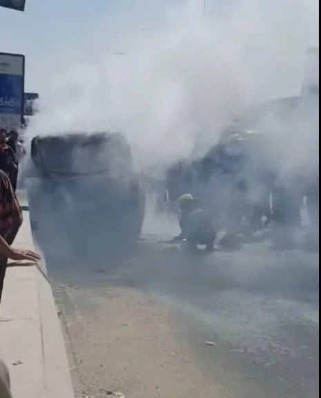 حادث تصادم أعلى محور 26 يوليو تجاه الشيخ زايد