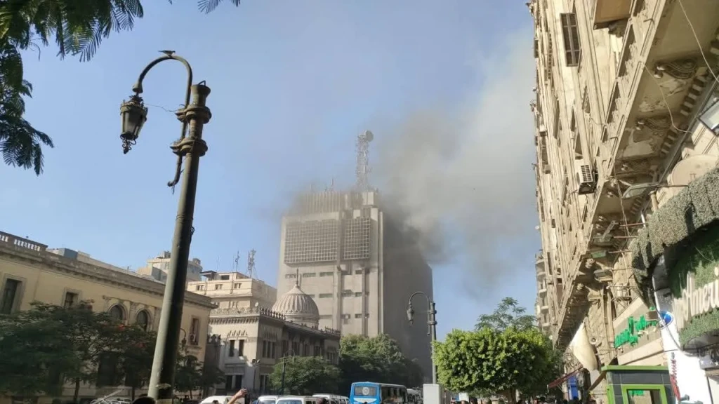 جانب من حريق سنترال رمسيس