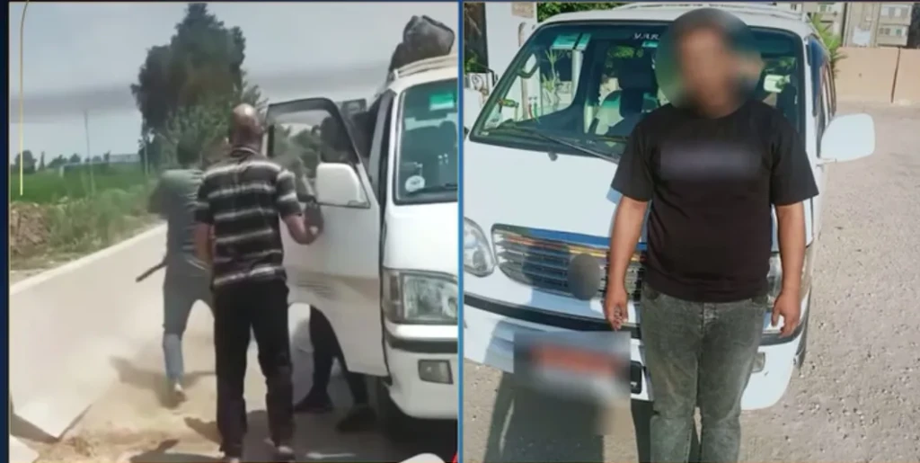 بالصورة والفيديو .. ضبط سائق ”ميكروباص” حاله محاولته التعدى على أحد الأشخاص بإستخدام قطعة حديدية بالغربية