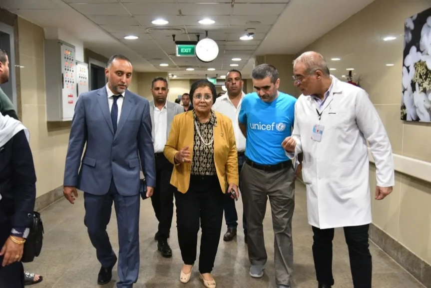 نائب وزير الصحة تتفقد مستشفى العريش العام وتبحث مع وفد اليونيسف تأهيل المستشفى كمركز تميز لتقديم خدمات النساء والتوليد وحديثي الولادة