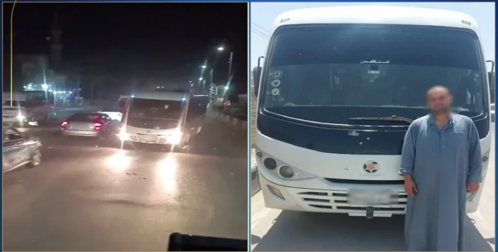بالصور والفيديو الداخلية تكشف قيام قائد سيارة ميني باص بالسير عكس الاتجاه بالشرقية