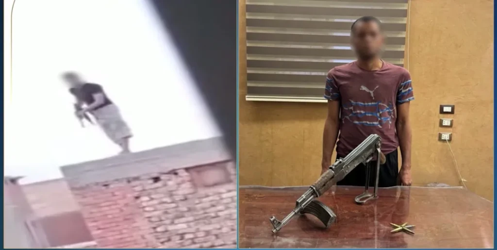 كشف ملابسات قيام أحد الأشخاص بإطلاق أعيرة نارية من أعلى سطح احد العقارات بأسوان