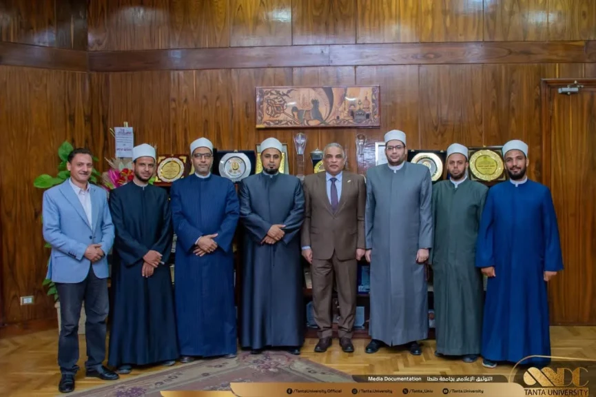 رئيس جامعة طنطا يستقبل، أعضاء القافلة الدعوية لمجمع البحوث الإسلامية بالأزهر الشريف