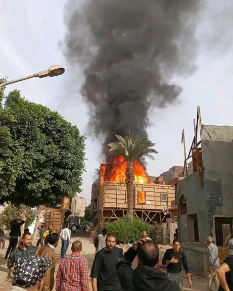 حريق يلتهم ديكور مسلسل ”الكينج” بطولة محمد إمام داخل ستديو مصر بالجيزة
