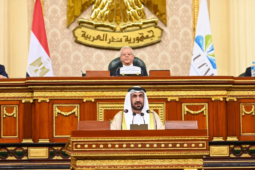 خلال كلمته أمام قمة رؤساء البرلمانات ”اليماحي”: البرلمان العربي يدعم إحياء عملية برشلونة ويدعو إلى شراكات استراتيجية مستدامة ومشروعات تنموية كبرى بين ضفتي المتوسط