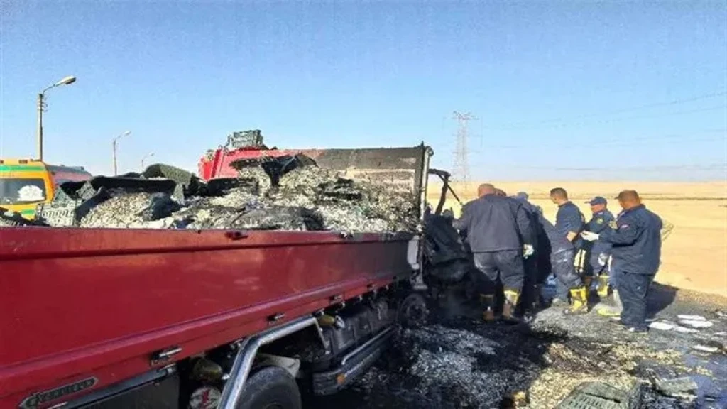 التحفظ على سائق الشاحنة المتسبب في مصرع 4 قضاة وتفحم سيارتهم بالمنيا